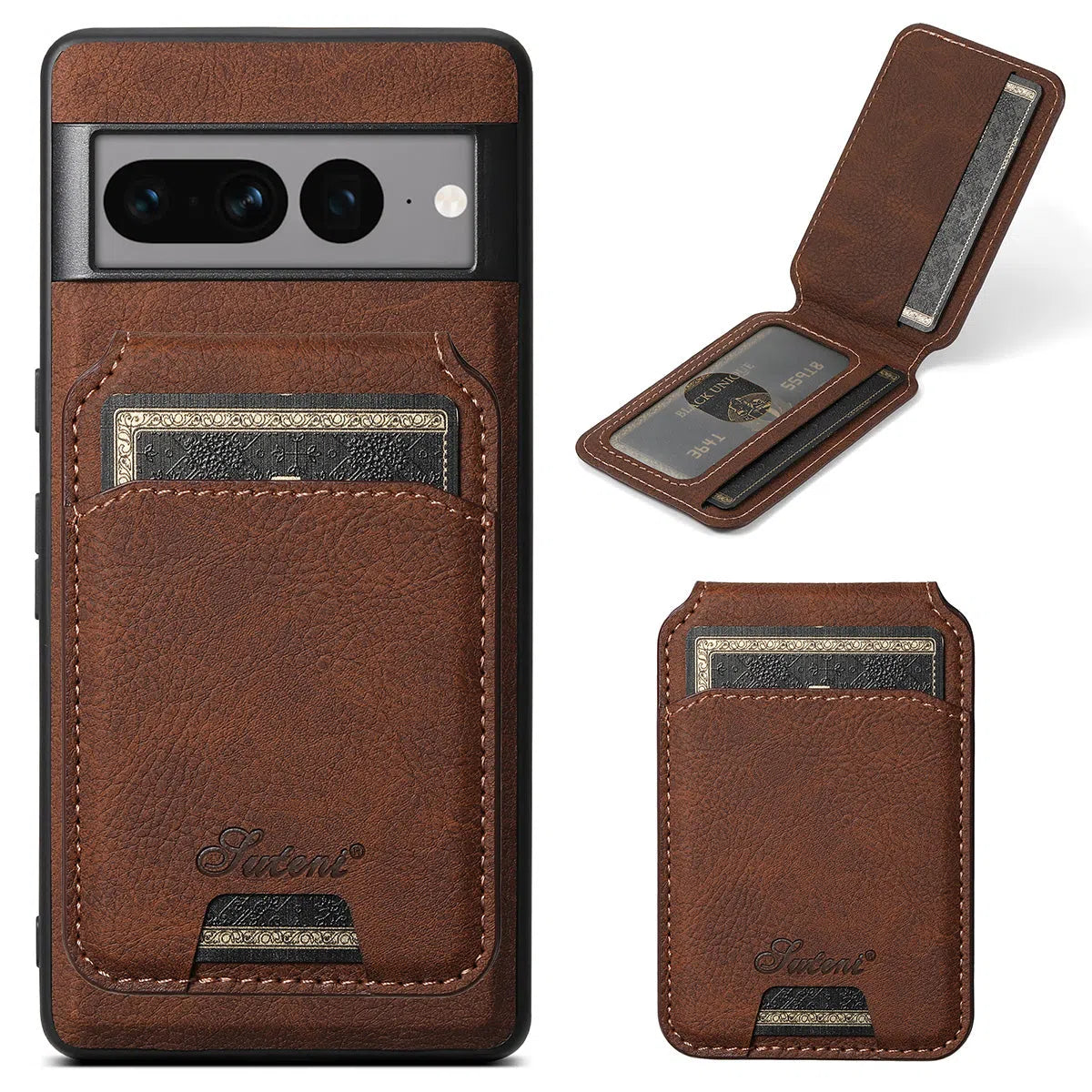 Buy Full Coverage Protection, Leather Phone case, Phone Stander, Card Holder Wallet Case,Francis at Caseles-Google Pixel 9 Pro XL, Brown