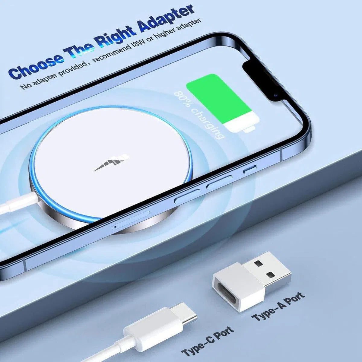 Buy Magnetic Wireless Qi Charger Fast Apple Mag-Safe Charger for iPhone Series And AirPods LED Magnet Charging Pad Mag Safe Charger with Dual Charging Ports - WIRELESS CHARGER PAD at Caseles-Black, 